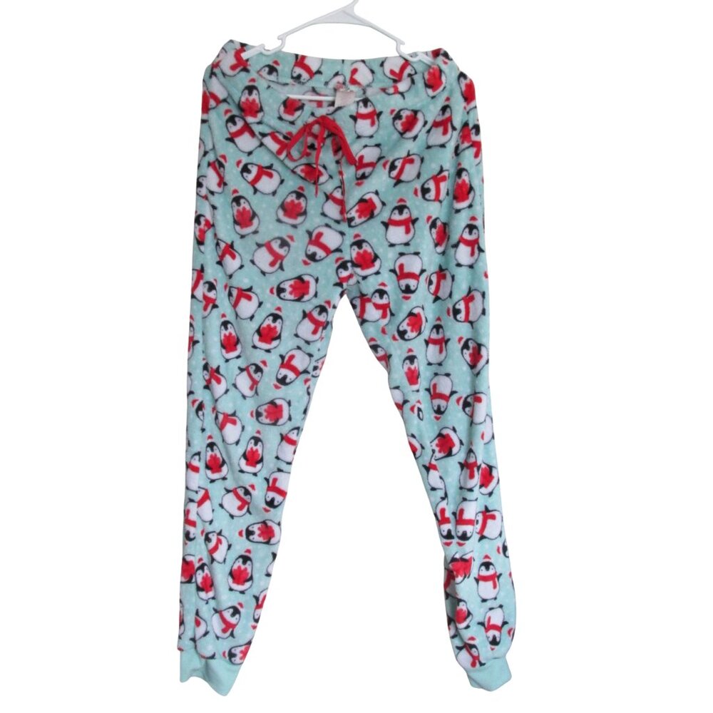 Secret Treasures Pajama Lounge Pants Womens M 8-10 Green Penguin Elastic Bottoms